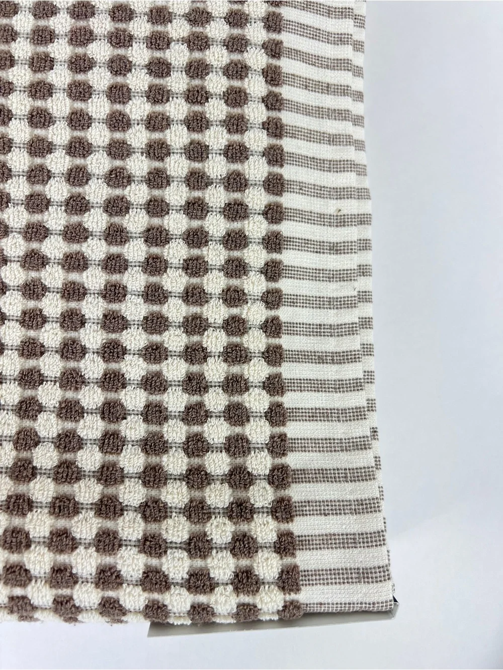 Rachel Zoe Bath Towel Set Brown & Cream Waffle Weave Soft Cotton 6 Pc Set NEW